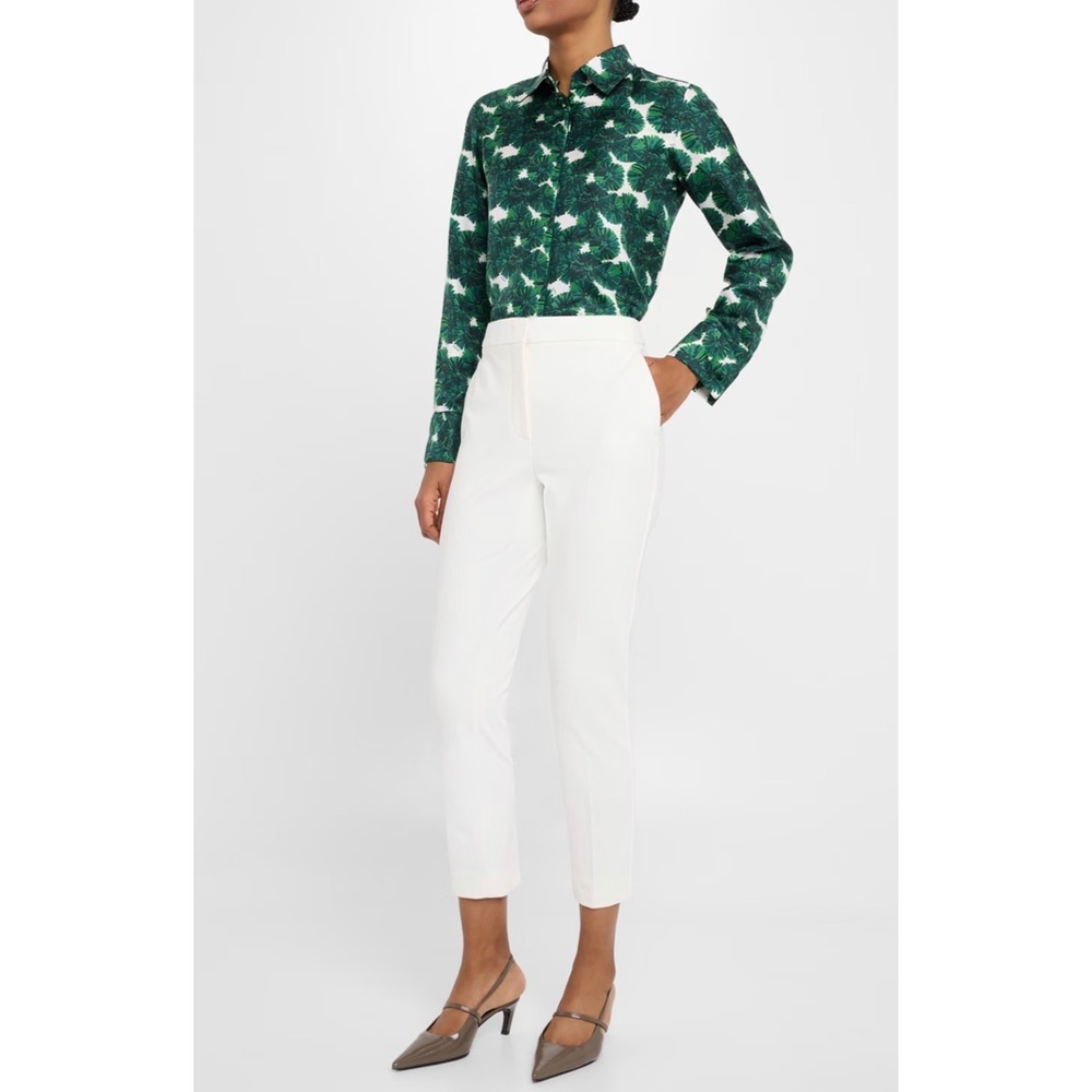 Max Mara Leisure Easy travel Trousers M Ivory White Stretch office Pants Career
